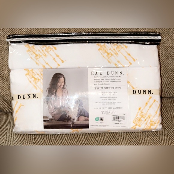 NWT Rae Dunn Halloween Seasonal Fall Twin/Full Sheet Set with Orange Skeletons - Picture 2 of 2